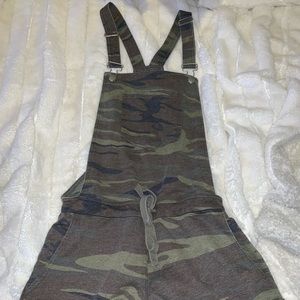 Camo shorts overalls